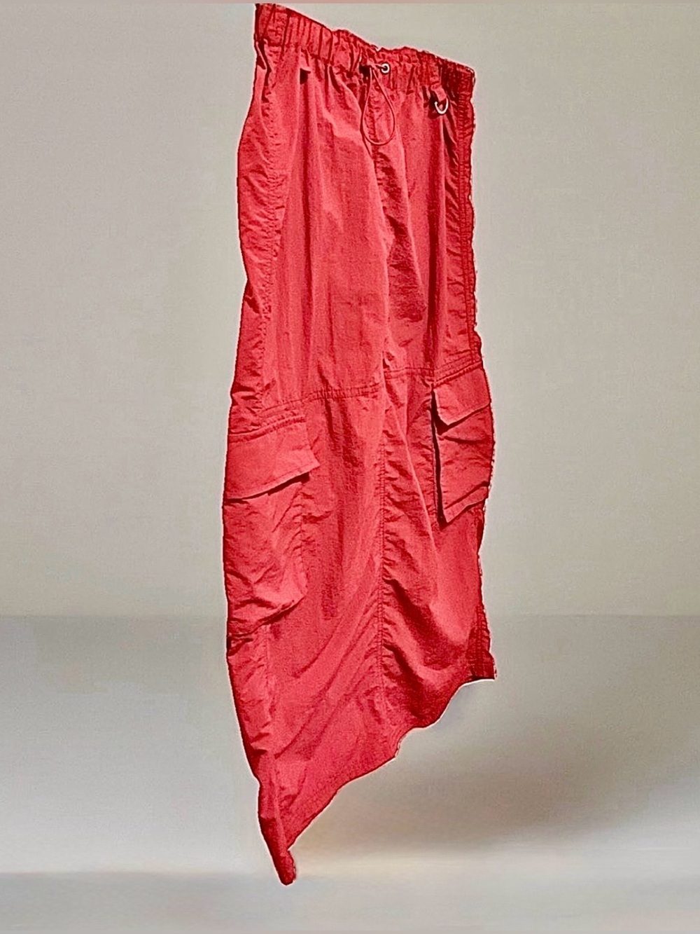 Love Tree NWOT Red Nylon Cargo Y2K Drawstring Maxi/Midi Skirt, M *Final Offer* - Picture 5 of 8